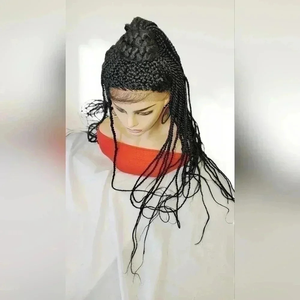 Braided lace wigs, 100% handmade NWOT, long braids, updo half ponytail # 1 - Picture 6 of 11